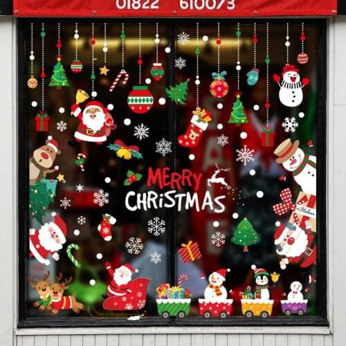 Merry Christmas Window Stickers Christmas Decorations for Home Wall Glass Stickers New Year Home Decals Decor Christmas Stickers
