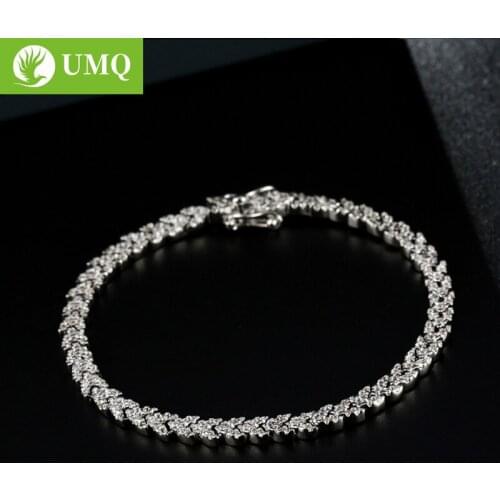 UMQ 100% 925 Sterling Silver Sparkling High Carbon Diamond Wheat Ears Bracelet For Women Engagement Wedding Party Fine Jewelry