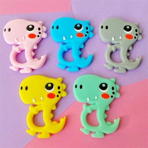1PCS Silicone Teether Animal Baby Teething Toy rodent food grade BPA Free Cartoon Dinosaur Pendant Nursing Necklace