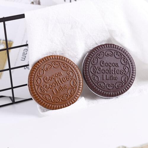 1Pcs Cookie Shaped Chocolate Mini Makeup Mirror Compact Pocket Mirror Portable Folding Cosmetic Mirror With 1Pc Comb Women Gifts