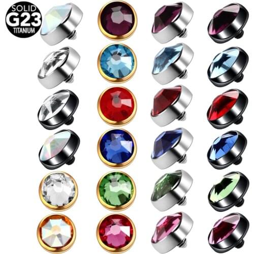 1PC G23 Titanium Dermal Anchor Top Threading Skin Diver Dermal Anchor Crystal Top Piercings Micro Dermal Piercings Body Jewelry