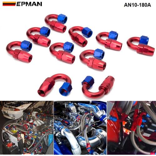 10pcs /set 180Degree High Performance AN10 Hose End Fitting Aluminum oil cooler hose fitting AN10-180A