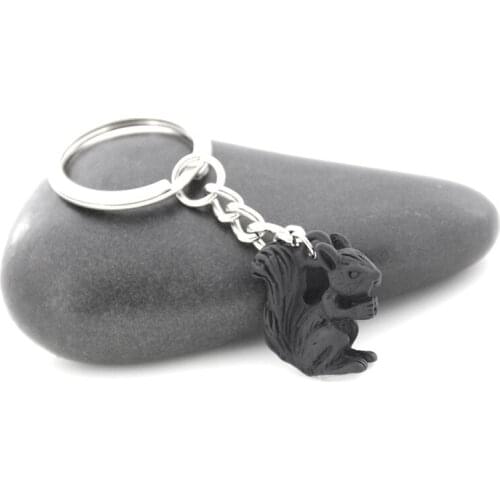 10 Piece Metal Black Boho Squirrel Keychain Lovely Metal Tiny Cat Key Chain Keyring Bag Charm Women Man Child Pet Jewellery Gift