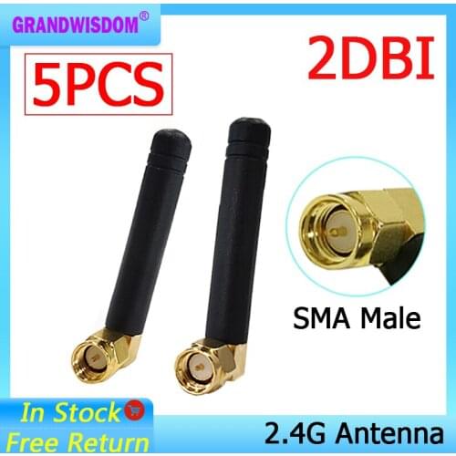 5pcs 2.4GHz antenna wifi SMA Male Connector 2~3dbi 2.4 ghz antena wi fi Small Size antenne white wi-fi antenas antennas router