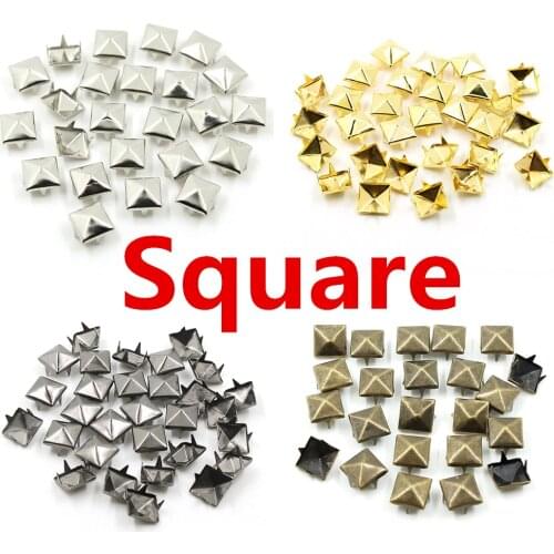 6-12MM Round Square Spikes Garment Rivets for Clothing Four claw metal studs and Spikes for clothies 100pcs/lot