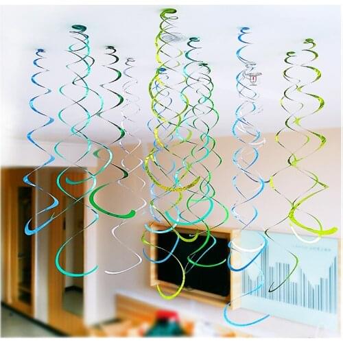 6pcs Laser PET Double Hanging Swirls Mermaid Party Bab Party Decoration Wedding Party Decorationy