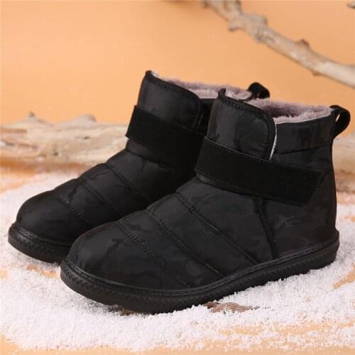 Pop Fashion Men Boots High Quality Waterproof Non-slip Women Ankle Snow Boots Shoes Warm Fur Plush Hook & Loop Man Winter Shoes