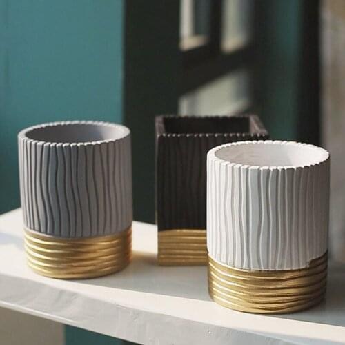 Cement Basin Simple Nordic Style High Grade Gray Moranti Stripe Fleshy Potted Tabletop Indoor Office Decor Gardening Tools