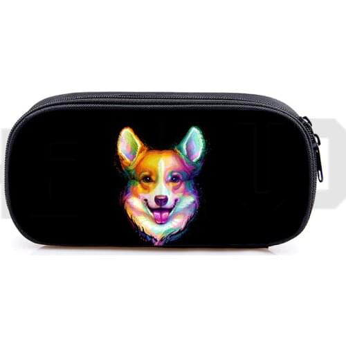 Hot Sale 3D Print Welsh Corgi Pembroke Pencil Case Kawaii Pet Dog Korgi Pen Bag Box Stationery Storage Bag Cosmetic Case Pouch