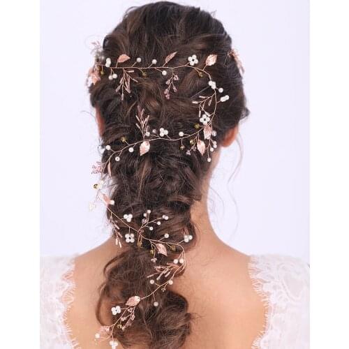 Rose Gold Leaves Floral Wedding Accessories Bride Hair VIne Princess crown Elegant Headpieces for women or girl