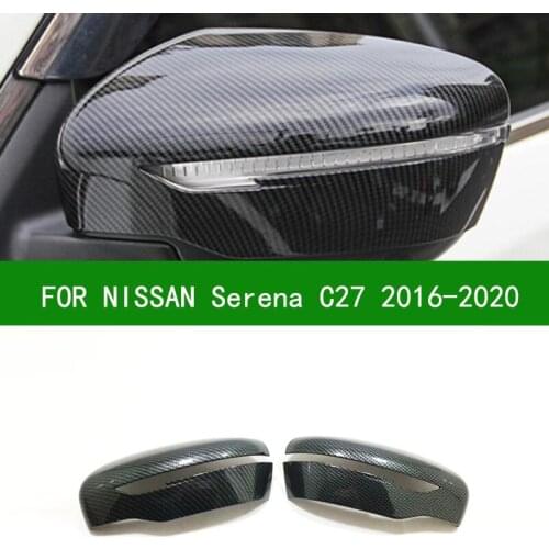For NISSAN Serena C27 2016-2020 car Rearview mirror cover trim, black carbon fibre Side Mirror Covers 2017 2018 2019 2020