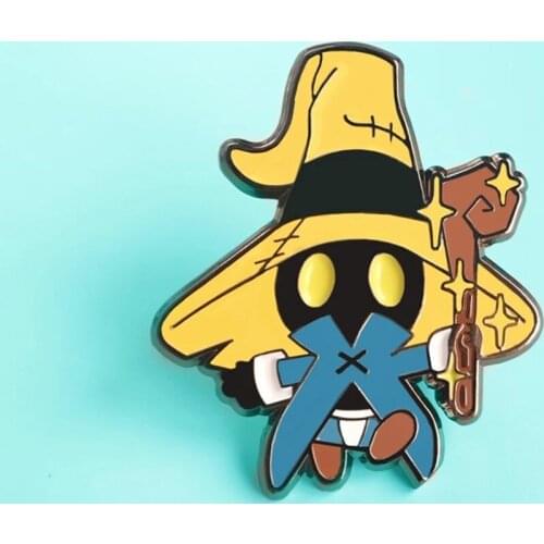 Cute Final Fantasy Inspired Vivi Magician Enamel Pin Mysterious Witchcraft Black Mage Brooch Video Game Fan Collectable