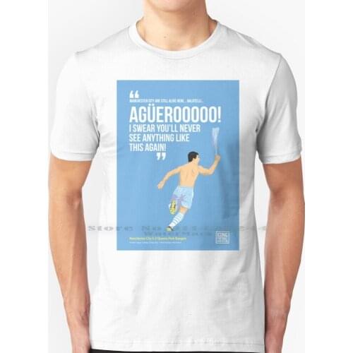 Sergio Agüero City Print T Shirt 100% Pure Cotton City Liam Gallagher Noel Gallagher Football Soccer England Aguero English