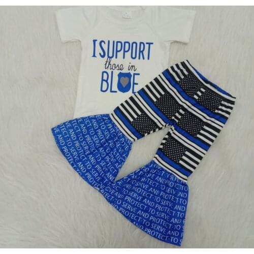 Newborn Infant Baby Girl Short Sleeve Clothes Sets Fashion Shirt Letter Printed Bell Pants 2PCS Factory Outfit Girls Clothing