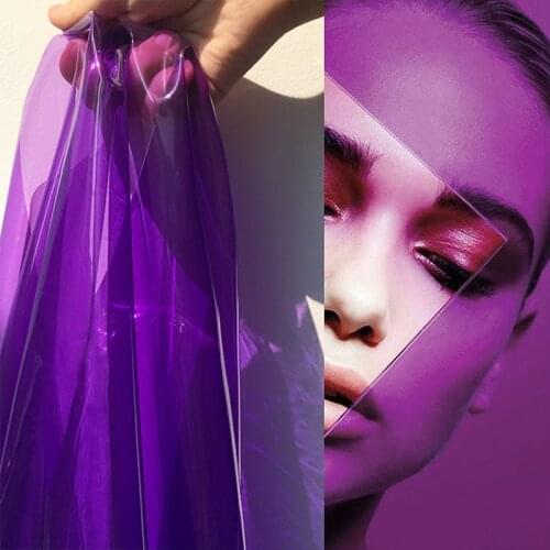 Beautiful Jelly Purple Elasticity Drunk Color Liquid Film TPU Leather Fabric Sewing Material DIY Fashion Stage Clothing/Bag