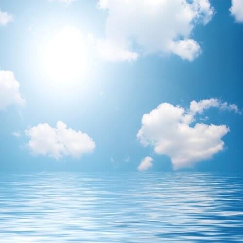 Laeacco Blue Sky Cloudy Water Sea Sunshine Wallpaper Natural Scenic Photo Background Photography Backdrop Photocall Photo Studio