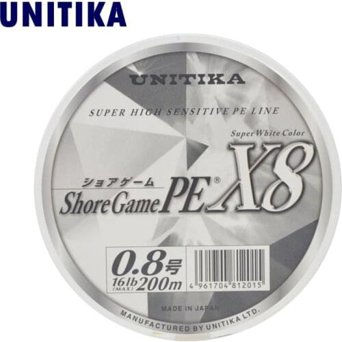 Japan original UNITIKA X8 PE Line PE braid Line 150m/200m 8 Strands White Color Fishing Line