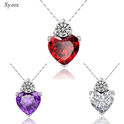Fashion Elegant Womens Love Crystal Heart Pendant Necklace Jewelry Gift