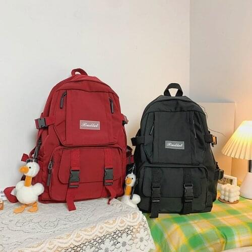 Fashion Womens Backpack Kawaii Doll Solid Color Nylon School Bag For Girls Large-capacity Waterproof School Backpack