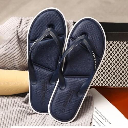2021 Summer New Memory Foam Flip-Flops Mens Rubber Soft Sole Fashion Casual Slippers Wear Comfortable Beach Shoes Tide