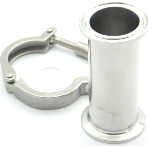 Sanitary Pipe Fitting Set 2" 51mm OD Sanitary Spool Tube 64mm Ferrule +PTFE Gasket +Tri Clamp Length 12" 305mm