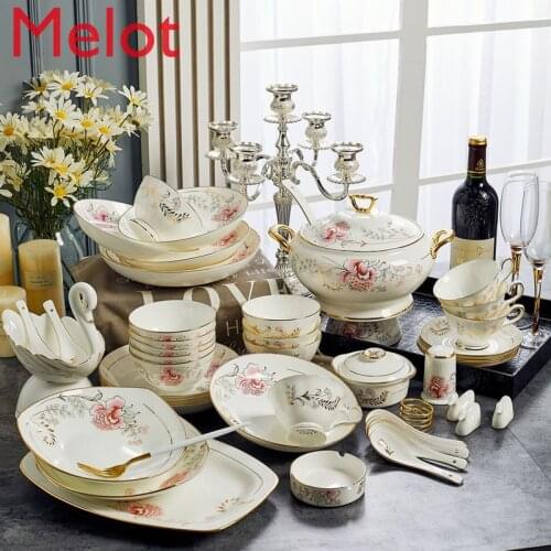Wholesale ceramic Plate and Bowl Set Porcelain Dinner Plates 70 pieces Luxury Dinner Sets