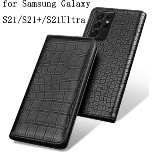New Fashion Crocodile Case for Samsung Galaxy S21 Genuine Leather Cow Phone Cover Flip Skin for Samsung Galaxy S21+/S21 Ultra