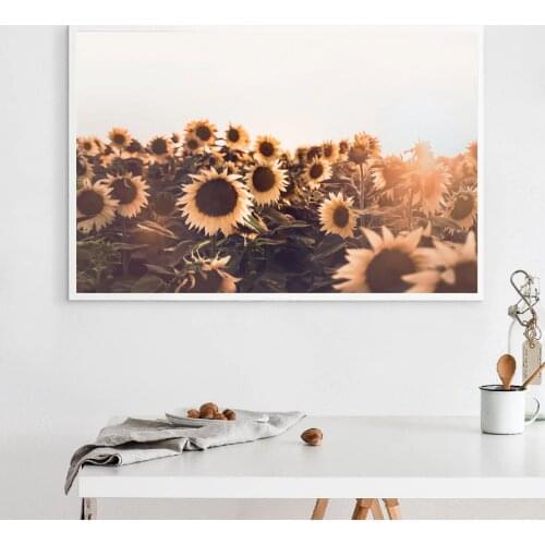 Sunflower Landscape Canvas Poster Boho Wall Art Print Painting Bohemian Decorative Picture Modern Country Style Home Decor