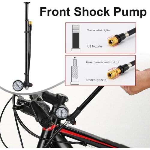 Bicycle Fork Pump 120Psi Pump Portable Inflatable Tube A.V/F.V Pressure Indicator Fit Front Fork/Tire/Back Bladder