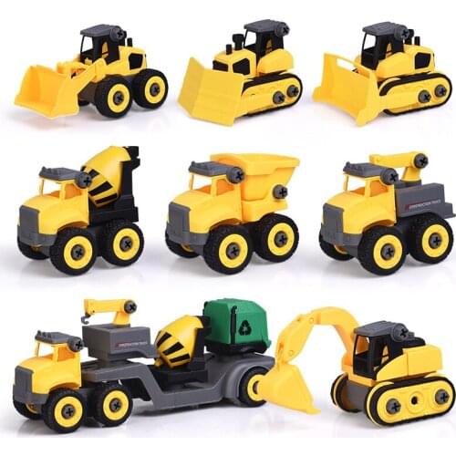 Disassembly Assembly Engineering Car Tractor Toy Truck Model Toy Vehicles Building Block DIY Toys Kids Toy Gift