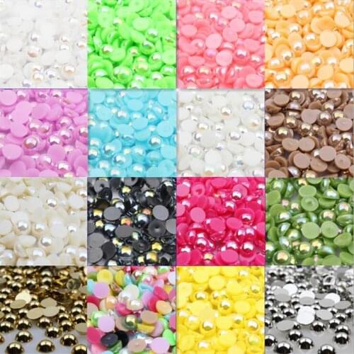 Wholesale 1.5 2 3 4 5 6 8 10 12mm AB Colors Flatback Pearl Beads Multicolors ABS Resin Half Round Pearls For Nail Art,phone