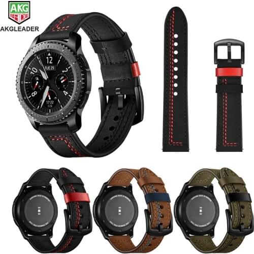 For Galaxy Watch 46mm Wrist Bands Newest Sewing Line Genuine Leather Watch Strap Watchbands For Samsung Gear S3 22mm Band Belt