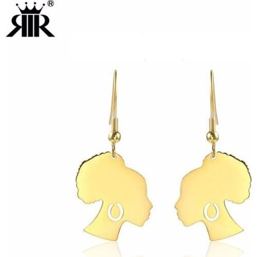 RIR Fashionable Stainless Steel Eardrop African Central Ethnic Ornaments African Simple Women Outline Earings Jewelry
