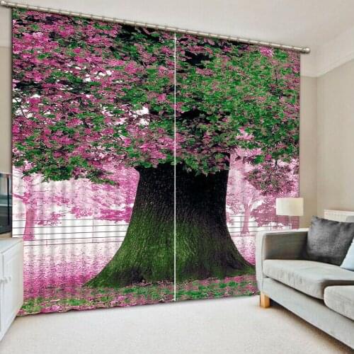 Pink curtains forest curtain 3D Blackout Curtains Living Room Bedroom Hotel Window curtains