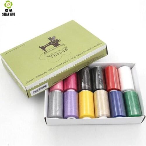 Shuanshuo 12pcs/box 350M/Roll Sewing Machine thread, Hand stiching ,Sew thread ,Pachwrok work Cotton Thread ,DIY Sewing tools