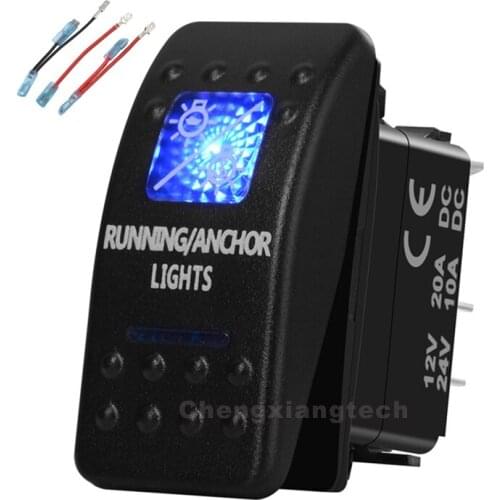Blue Led 7p ON/OFF/ON DPDT Rocker Switch Running/Anchor Lights Waterproof fFor Car Boat 12v/24v+Jumper Wires Set