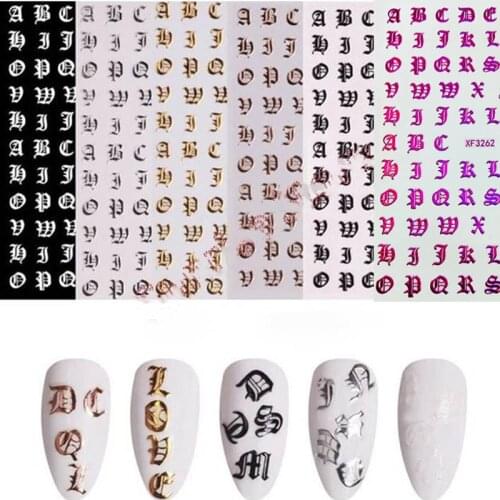 10X8 Alphabet letters stickers / 8 Colors letter stickers 8 sets of 26 alphabet letters Old English self-adhesive Nail Sticker