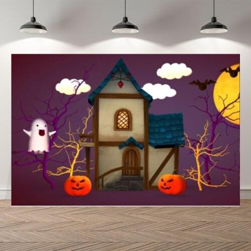 Seekpro Ghost Castle Halloween Pumpkin Decoration Children Photography Background Photographic Backdrop For Photo Studio Shoot