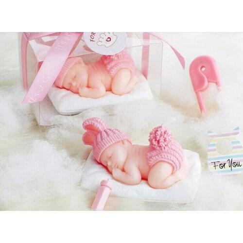 New Wedding candle favors red blue 3D Sleeping Baby Cake Candle For baby showers favor and baby birthday gifts free shipping