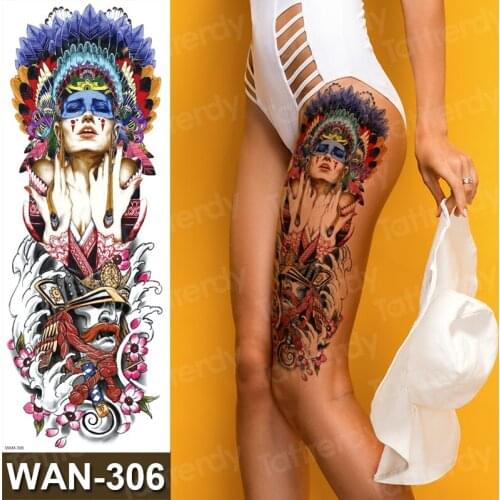 Waterproof Temporary Tattoo Sticker Body Arm Tattoo Sleeve Large Tribe Cat Tattoo Stickers Flash Fake Tattoos for Men Women
