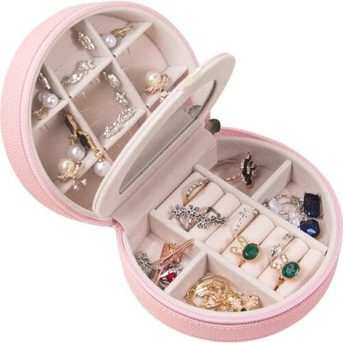 Pink Zipper PU Women Portable Jewelry Box European Three Layers Storage 2018 Girls Cosmetic Casket Jewel Carrying Cases Gift Box