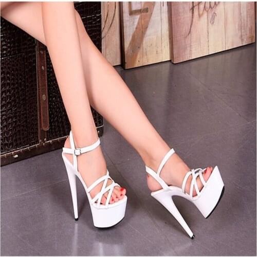 Summer 2018 summer super high heels 15CM fine heel waterproof platform sandals lady fashion model runway shoes banquet shoes