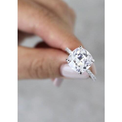 Original 925 Sterling Silver Ring finger 2Ct Cushion cut Diamond Wedding Engagement Rings For Women Topaz gemstone Fine Jewelry