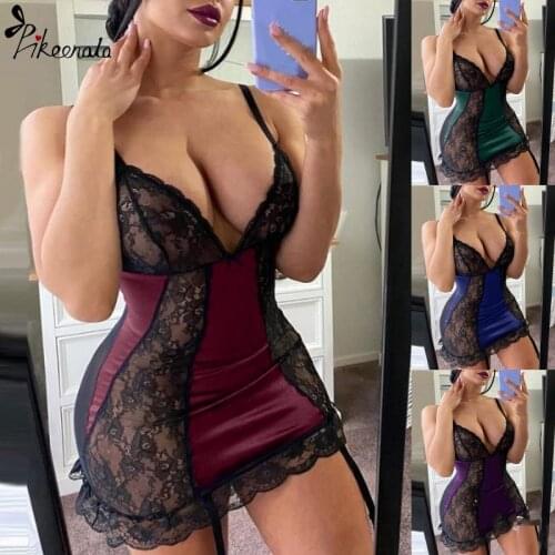 Plus Size Women Sexy Lingerie Hot Porn Erotic Lace Costumes Pajamas Transparent Babydoll Underwear Dress Sex Clothes 3XL