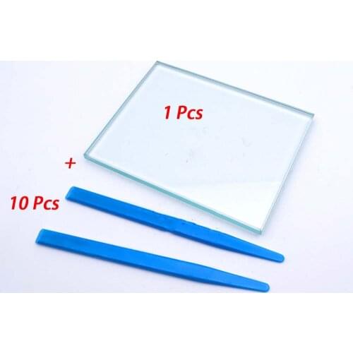 1 Pcs dental glass mixing board with 10 Pcs patula Dental glass palette Dental oral material, cement powder glass plate