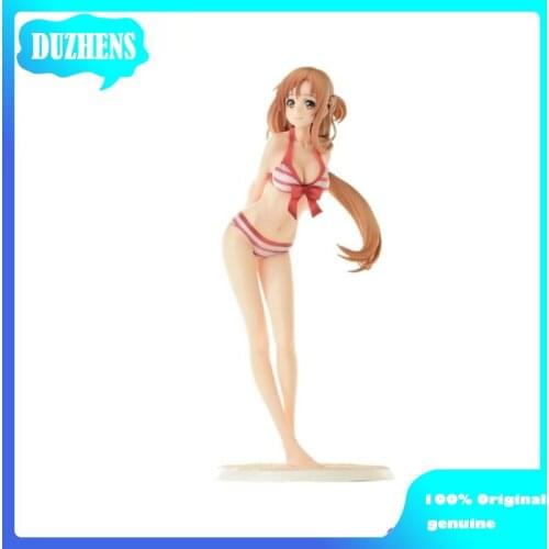 100% Original:Sword Art Online AsunaYuuki Striped swimsuit 25cm Action Figure Anime Figure Model Toy Figure Collection Doll Gift