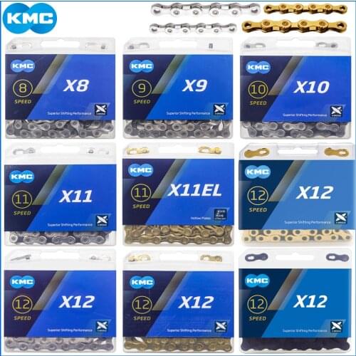 2021 Original KMC X12 X11 X10 Bicycle Chain 11 12 Speed Bike Chain black-gold Road MTB Bike Silver 116L Chains for Shimano/SRAM