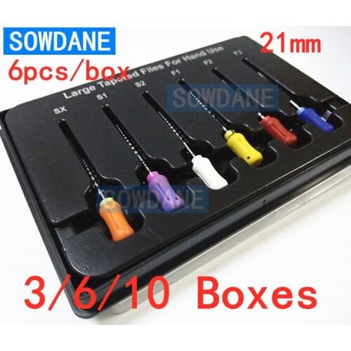 3 Boxes/6 box 21mm Dental Ni-Ti Root Canal File Hand Use Large Taper Ni-Ti Root Canal File for Enlarging Needle Dental Materials