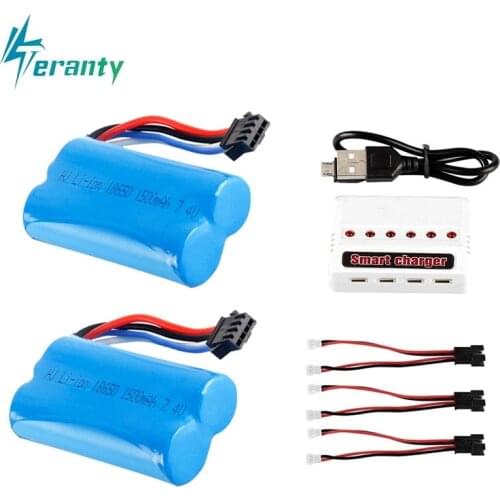 3pcs 7.4v 1500mah 18650 Lipo Battery + 1 to 3 Balance Charger for Udi007 Udi002 HongXunJie HJ806 RC Boat Spare Parts 2s battery
