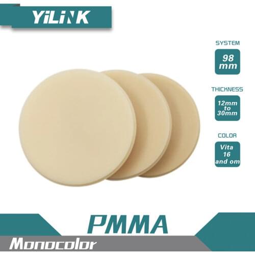 5pieces 98×20mm Monochrome PMMA Block for dental laboratory open systemtemporary crowns and bridge